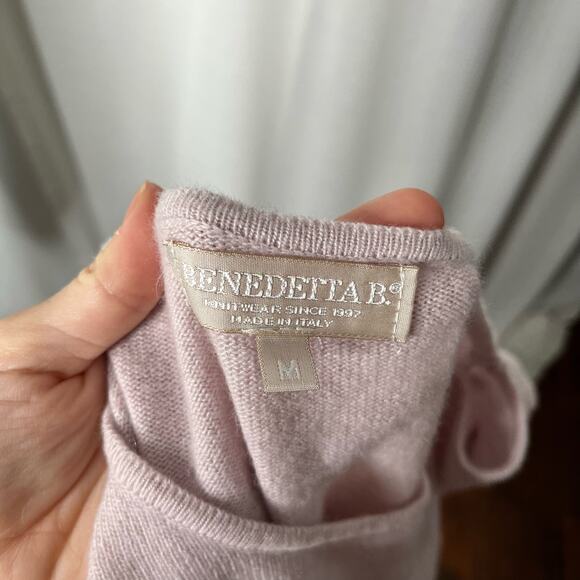 Bendetta B Blush Pink Merino Wool Cashmere Blend Ruffle Shoulder Sweater Medium - Picture 4 of 6